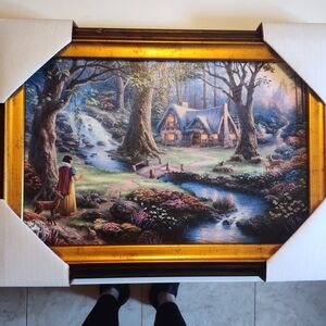 Thomas Kinkade Woodland Cottage with Gold Frame